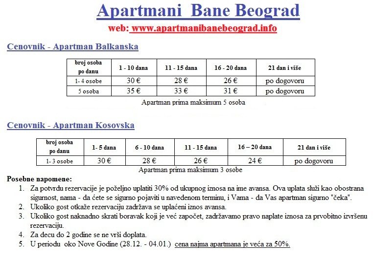 Apartmani Bane Beograd